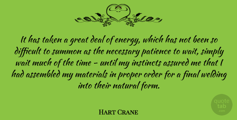 Hart Crane Quote About Patience, Taken, Order: It Has Taken A Great...