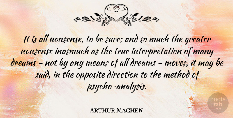 Arthur Machen Quote About Dream, Moving, Mean: It Is All Nonsense To...