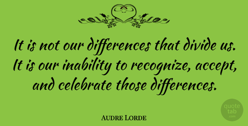 Audre Lorde Quote About Inspirational, Inspiring, Equality: It Is Not Our Differences...