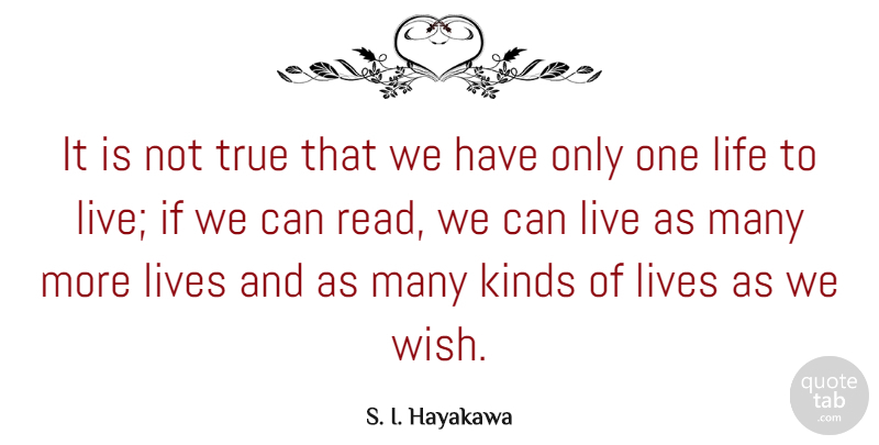S. I. Hayakawa Quote About Life, Book, Reading: It Is Not True That...