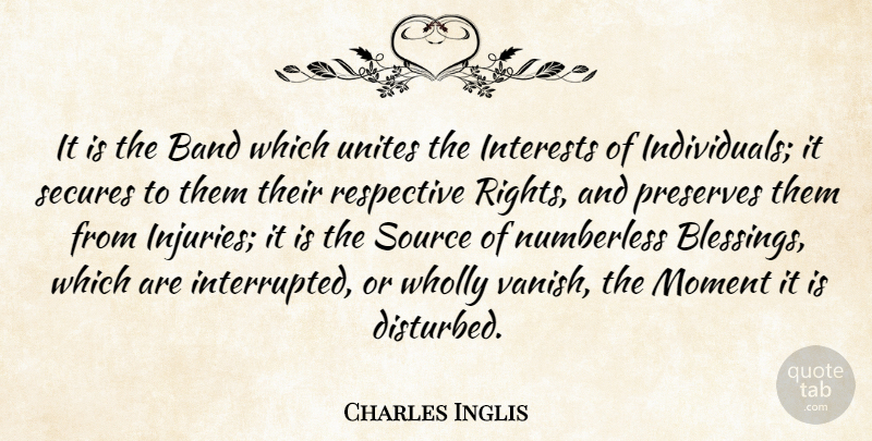 Charles Inglis Quote About Blessing, Rights, Band: It Is The Band Which...
