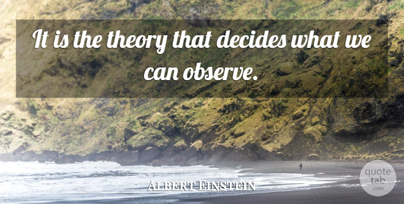 Albert Einstein Quote About Decides, Theory: It Is The Theory That...