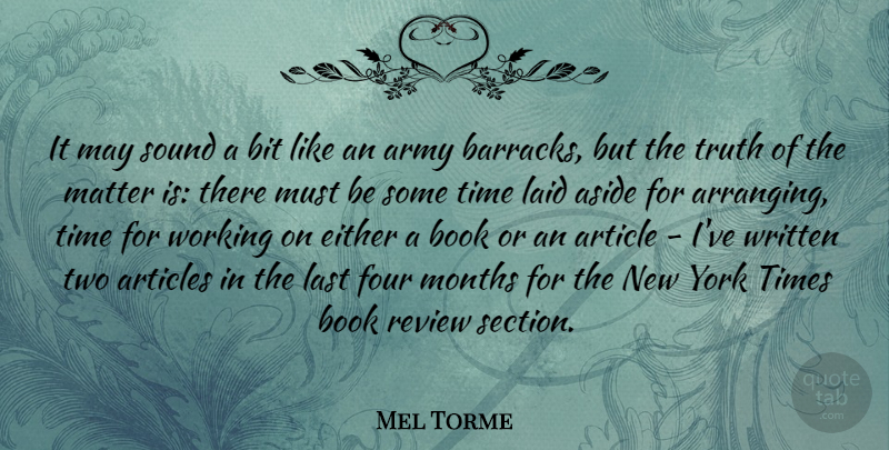 Mel Torme Quote About New York, Truth, Book: It May Sound A Bit...