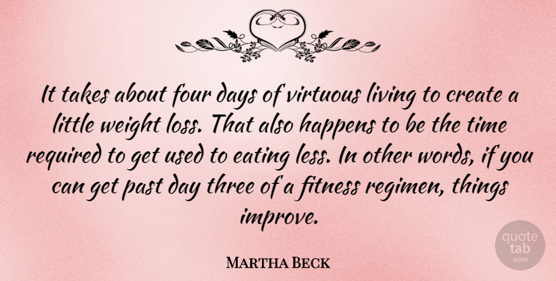 Martha Beck Quote About Create, Days, Eating, Fitness, Four: It Takes About Four Days...