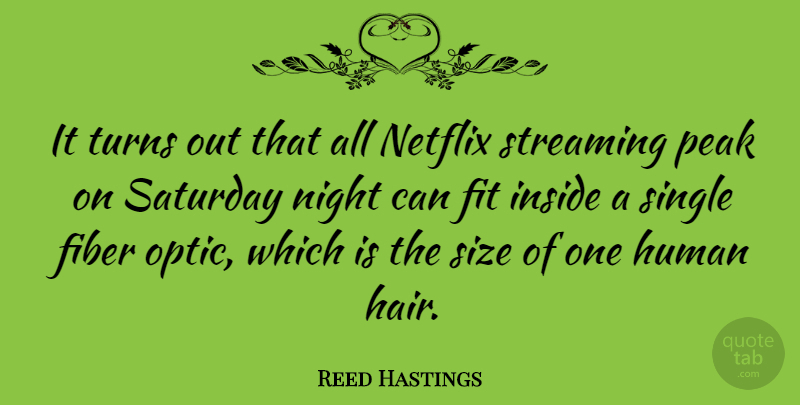 Reed Hastings Quote About Fiber, Fit, Human, Inside, Netflix: It Turns Out That All...