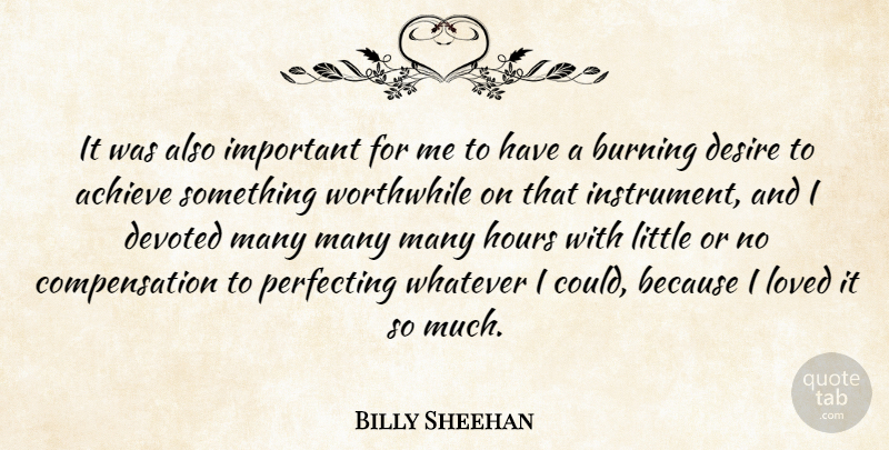 Billy Sheehan Quote About Desire, Important, Burning: It Was Also Important For...