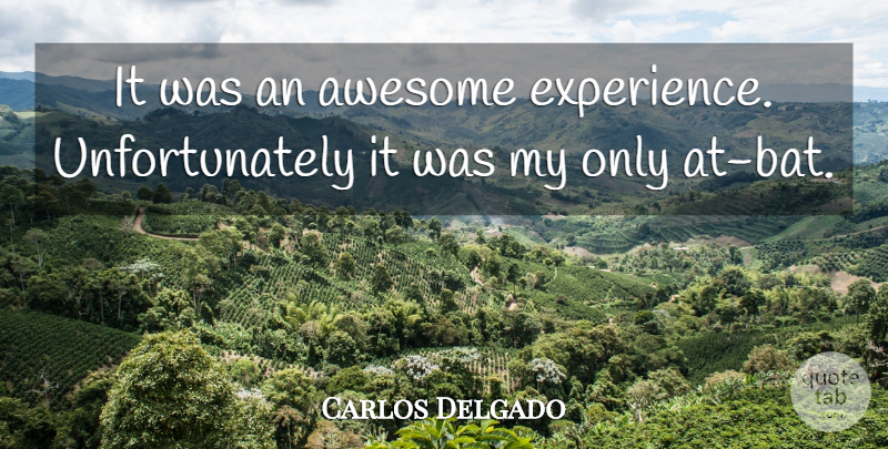 Carlos Delgado Quote About Awesome: It Was An Awesome Experience...