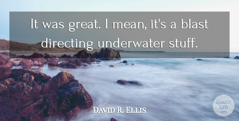 David R. Ellis Quote About Mean, Stuff, Underwater: It Was Great I Mean...