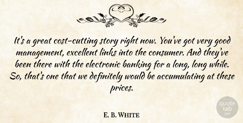 E. B. White Quote About Banking, Definitely, Electronic, Excellent, Good: Its A Great Cost Cutting...