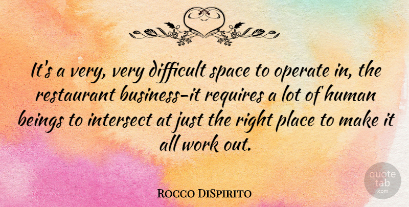Rocco DiSpirito Quote About Space, Work Out, Restaurants: Its A Very Very Difficult...