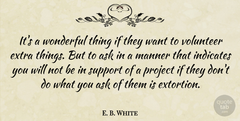 E. B. White Quote About Ask, Extra, Manner, Project, Support: Its A Wonderful Thing If...