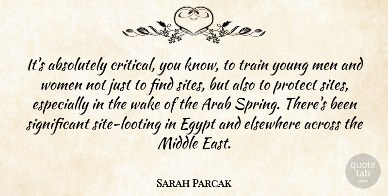 Sarah Parcak Quote About Absolutely, Across, Arab, Egypt, Elsewhere: Its Absolutely Critical You Know...