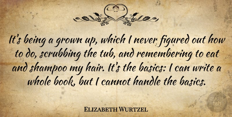 Elizabeth Wurtzel Quote About Book, Writing, Hair: Its Being A Grown Up...