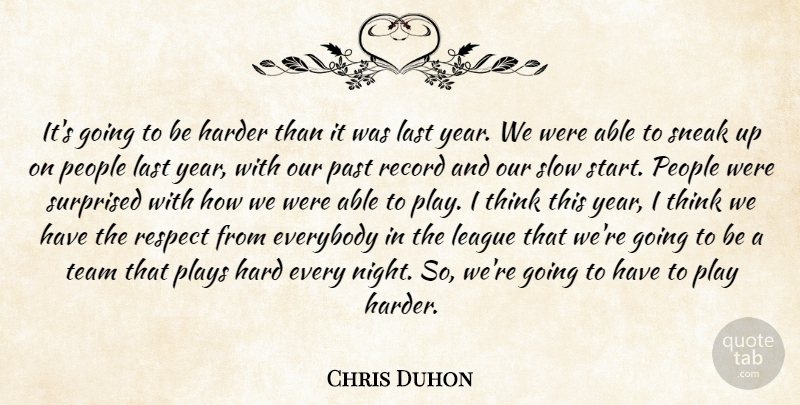 Chris Duhon Quote About Everybody, Harder, Last, League, Past: Its Going To Be Harder...