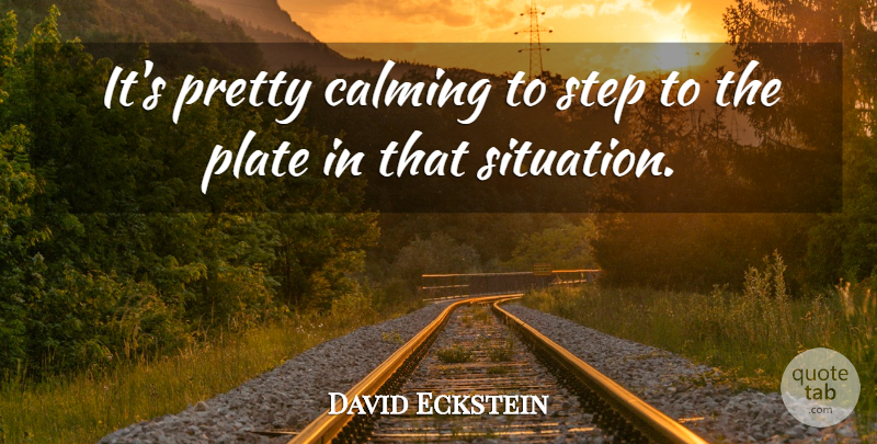 David Eckstein Quote About Calming, Plate, Step: Its Pretty Calming To Step...