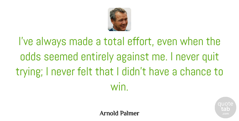 Arnold Palmer Quote About Sports, Perseverance, Determination: Ive Always Made A Total...