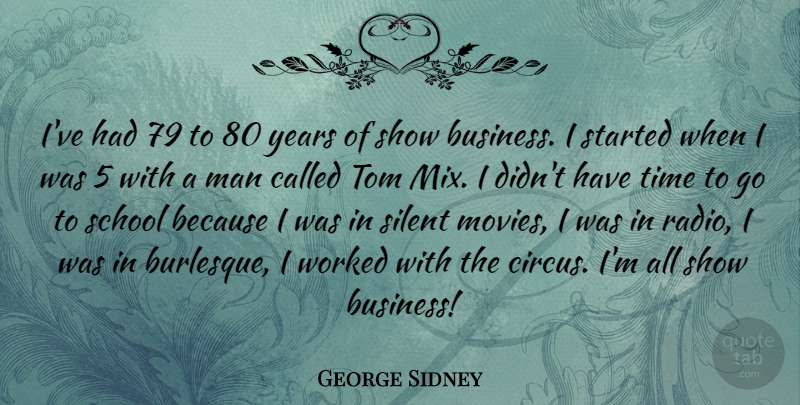 George Sidney Quote About American Director, Man, School, Silent, Time: Ive Had 79 To 80...