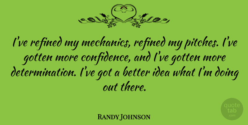 Randy Johnson Quote About Determination, Ideas, Mechanic: Ive Refined My Mechanics Refined...