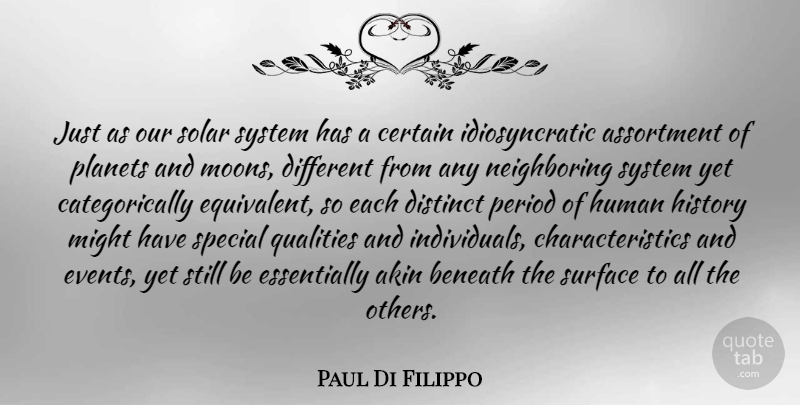 Paul Di Filippo Quote About Beneath, Certain, Distinct, History, Human: Just As Our Solar System...