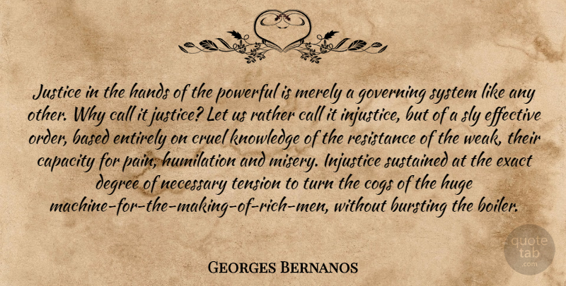 Georges Bernanos Quote About Pain, Powerful, Men: Justice In The Hands Of...