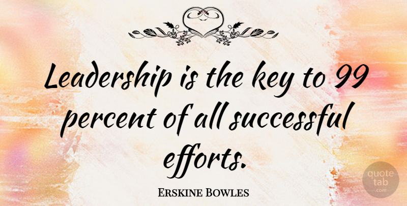 Erskine Bowles Quote About Leadership, Successful, Keys: Leadership Is The Key To...