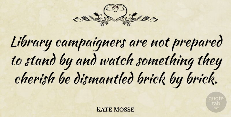 Kate Mosse Quote About Library, Bricks, Watches: Library Campaigners Are Not Prepared...