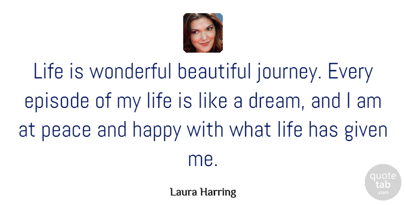 Laura Harring Quote About Beautiful, Episode, Given, Happy, Life: Life Is Wonderful Beautiful Journey...