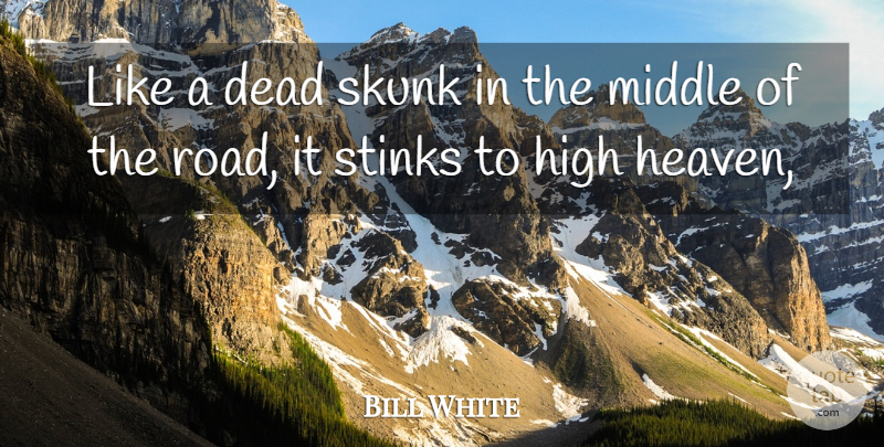 Bill White Quote About Dead, High, Middle, Skunk, Stinks: Like A Dead Skunk In...