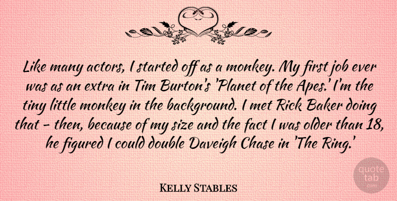 Kelly Stables Quote About Baker, Chase, Fact, Figured, Job: Like Many Actors I Started...