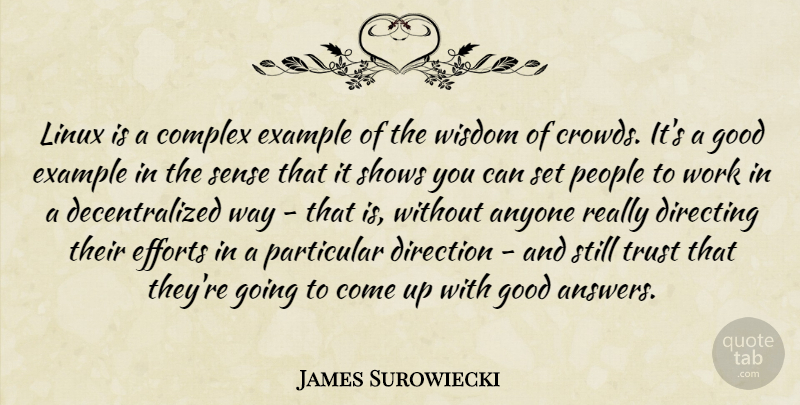 James Surowiecki Quote About People, Effort, Example: Linux Is A Complex Example...