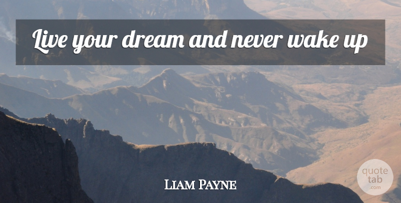 Liam Payne Quote About Dream, Wake Up, Live Your Dreams: Live Your Dream And Never...