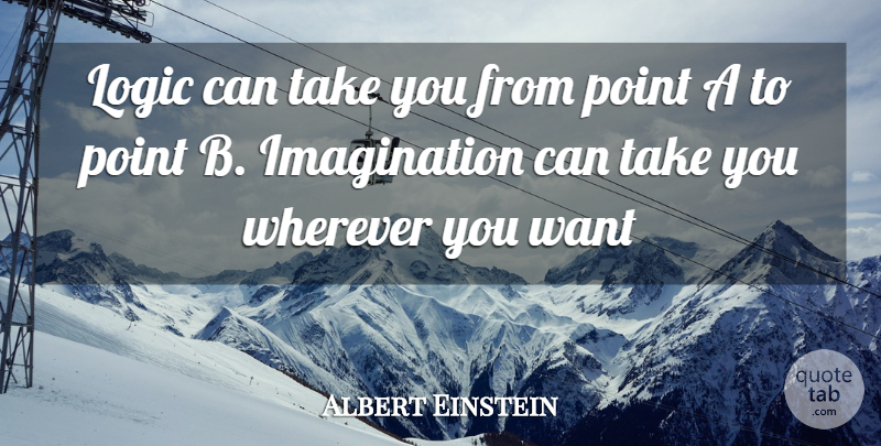Albert Einstein Quote About Imagination, Want, Logic: Logic Can Take You From...