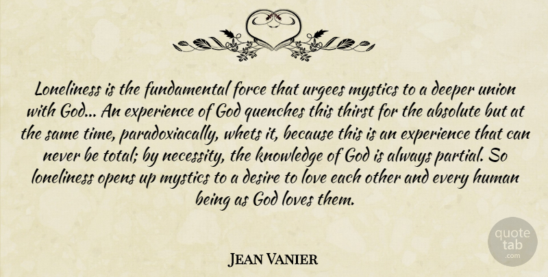 Jean Vanier Quote About Loneliness, Desire, Fundamentals: Loneliness Is The Fundamental Force...