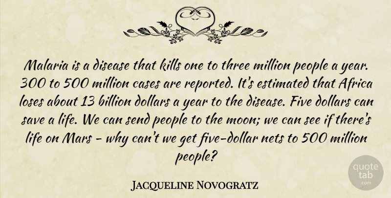 Jacqueline Novogratz Quote About Billion, Cases, Disease, Dollars, Estimated: Malaria Is A Disease That...