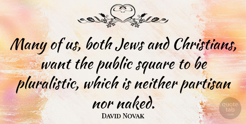 David Novak Quote About Both, Jews, Neither, Partisan, Public: Many Of Us Both Jews...