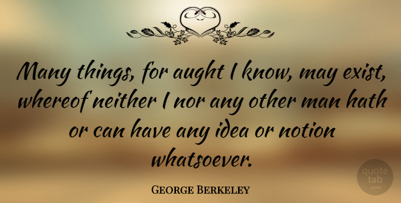 George Berkeley Quote About Men, Ideas, May: Many Things For Aught I...