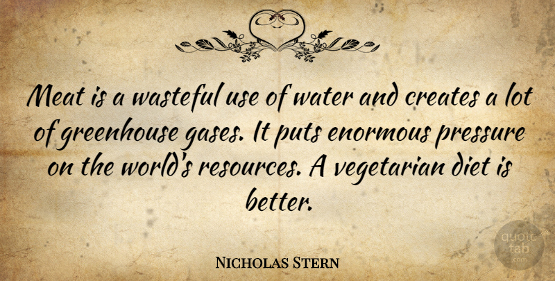 Nicholas Stern Quote About Vegetarian Diet, Water, Use: Meat Is A Wasteful Use...