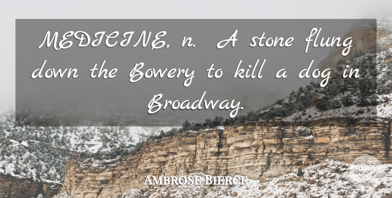 Ambrose Bierce Quote About Dog, Medicine, Stones: Medicine N A Stone Flung...