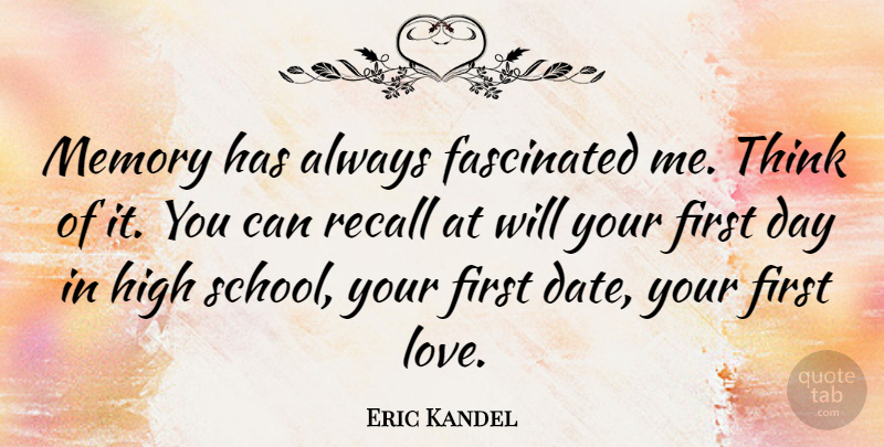 Eric Kandel Quote About Fascinated, Love, Recall: Memory Has Always Fascinated Me...