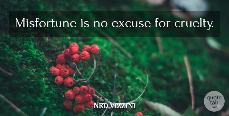 Ned Vizzini Quote About No Excuses, Excuse, Cruelty: Misfortune Is No Excuse For...