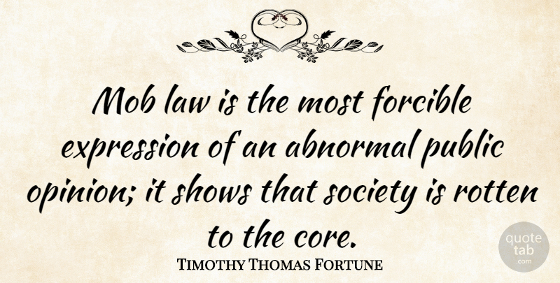 Timothy Thomas Fortune Quote About Expression, Law, Rotten: Mob Law Is The Most...