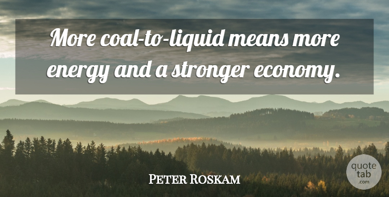 Peter Roskam Quote About Means: More Coal To Liquid Means...