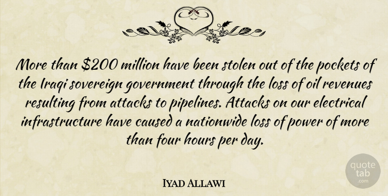 Iyad Allawi Quote About Attacks, Caused, Electrical, Four, Government: More Than 200 Million Have...