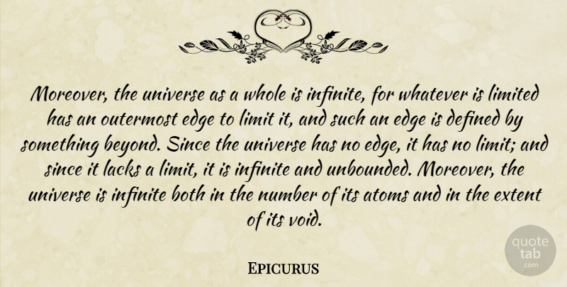Epicurus Quote About Numbers, Void, Limits: Moreover The Universe As A...