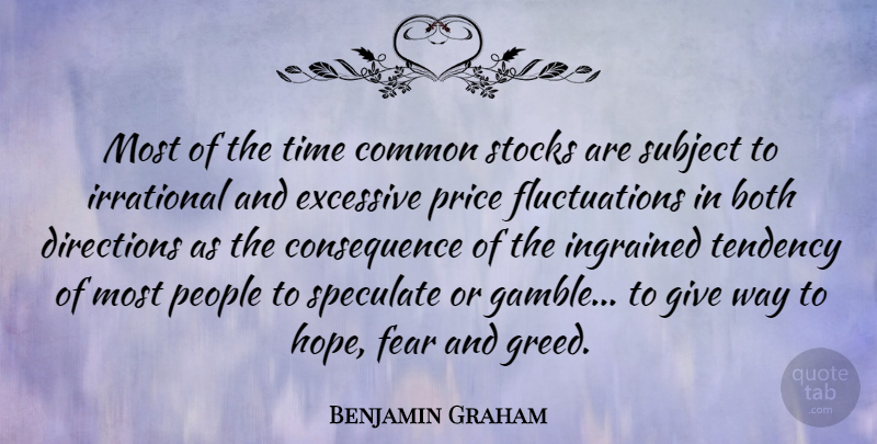 Benjamin Graham Quote About Fear, Giving, People: Most Of The Time Common...