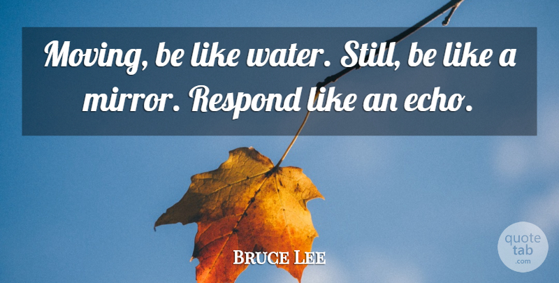 Bruce Lee Quote About Moving, Echoes, Mirrors: Moving Be Like Water Still...