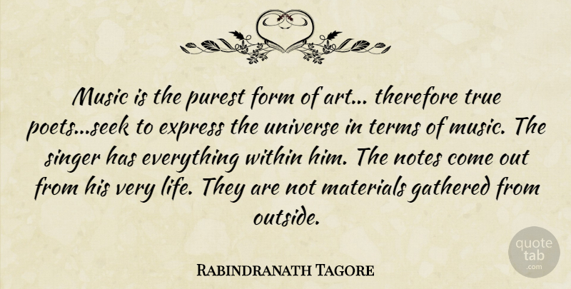 Rabindranath Tagore Quote About Music, Art, Singers: Music Is The Purest Form...