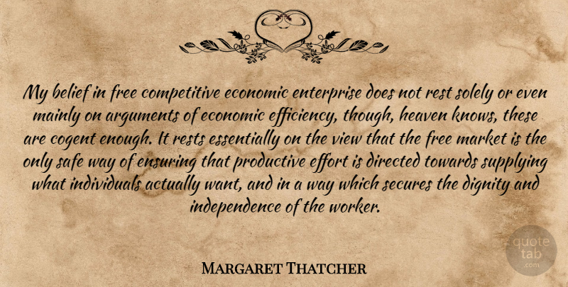 Margaret Thatcher Quote About Views, Effort, Heaven: My Belief In Free Competitive...