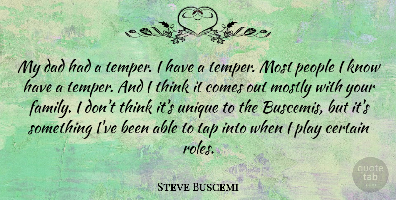 Steve Buscemi Quote About Certain, Dad, Family, Mostly, People: My Dad Had A Temper...