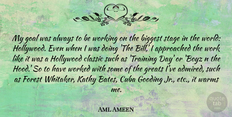 Aml Ameen Quote About Biggest, Classic, Cuba, Forest, Greats: My Goal Was Always To...